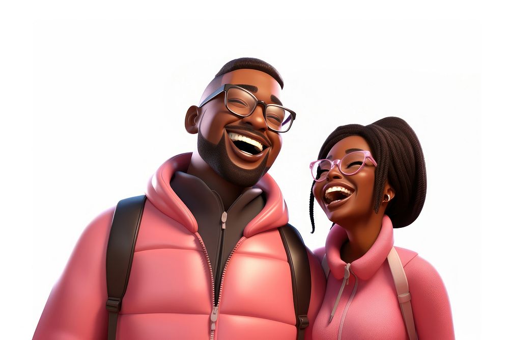 Black couple laughing cartoon adult. AI generated Image by rawpixel.