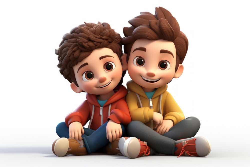 Friendship cartoon toy white background. AI generated Image by rawpixel.
