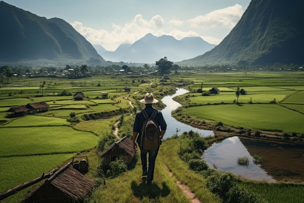 Landscape mountain outdoors backpack. 