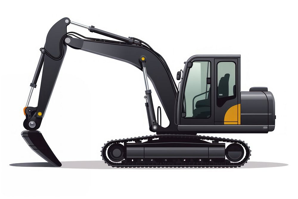Black excavator  white background construction. AI generated Image by rawpixel.