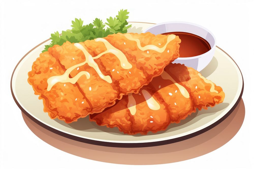 Tonkatsu plate food condiment. AI generated Image by rawpixel.