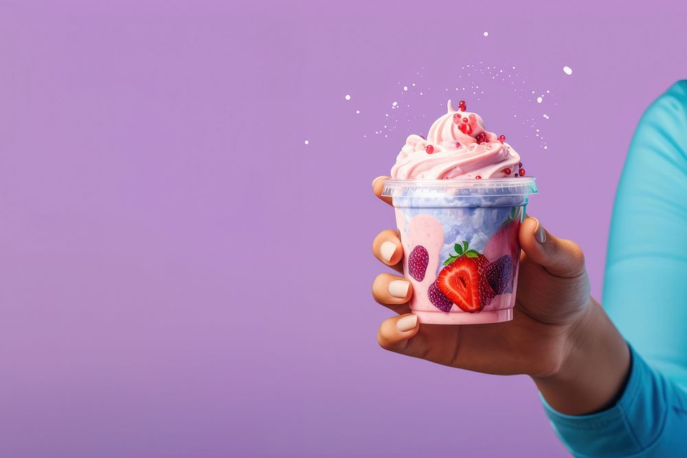 Frozen yoghurt dessert holding cream. AI generated Image by rawpixel.