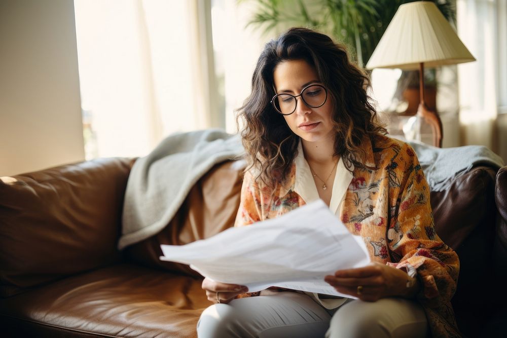 Paperwork furniture glasses reading. 