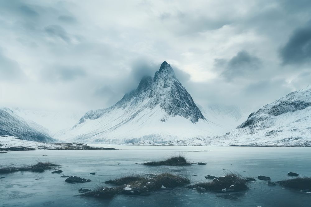Landscape mountain snow panoramic. AI generated Image by rawpixel.