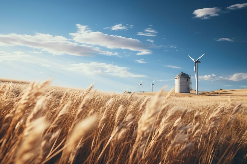 Windmill field architecture landscape. 