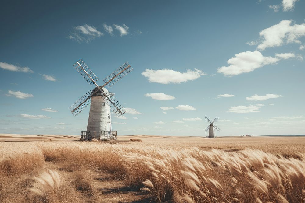 Windmill landscape outdoors field. 