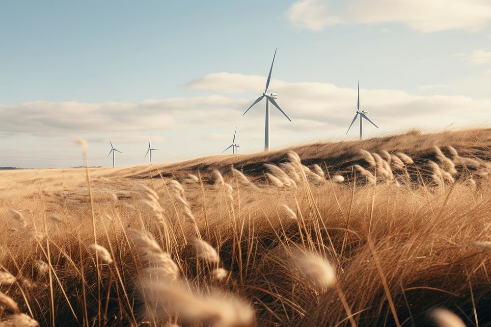 Windmill grass landscape outdoors. AI generated Image by rawpixel.