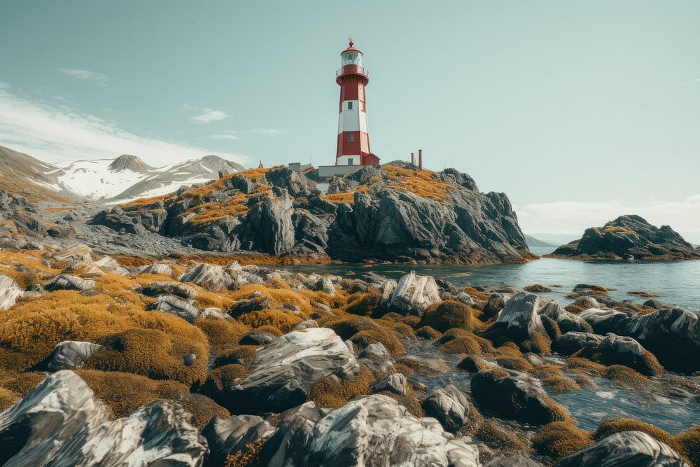 Lighthouse rock landscape building. 