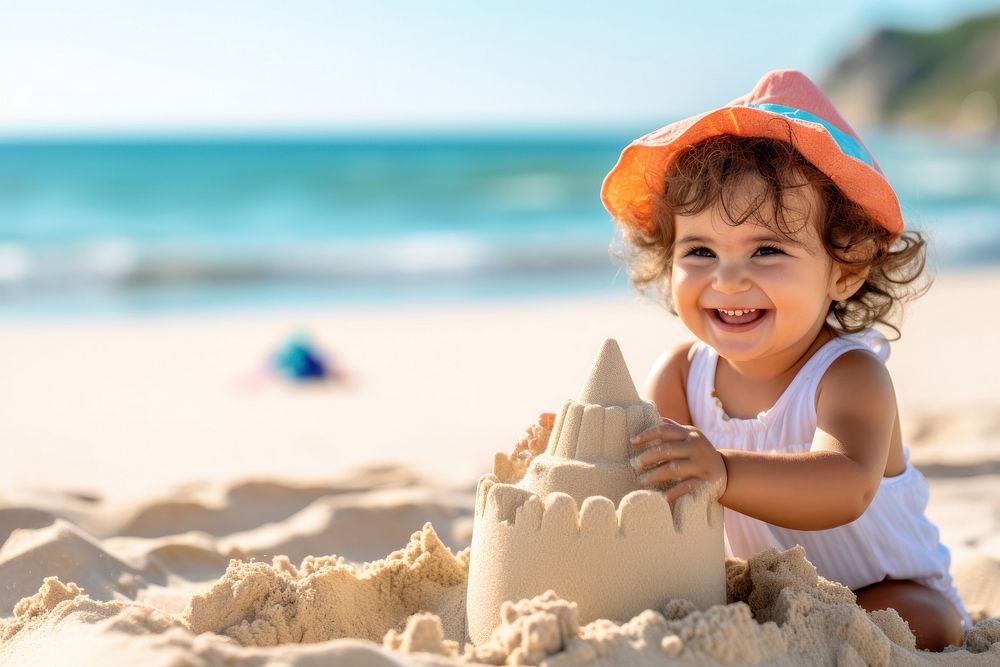 Beach sand baby outdoors. AI generated Image by rawpixel.
