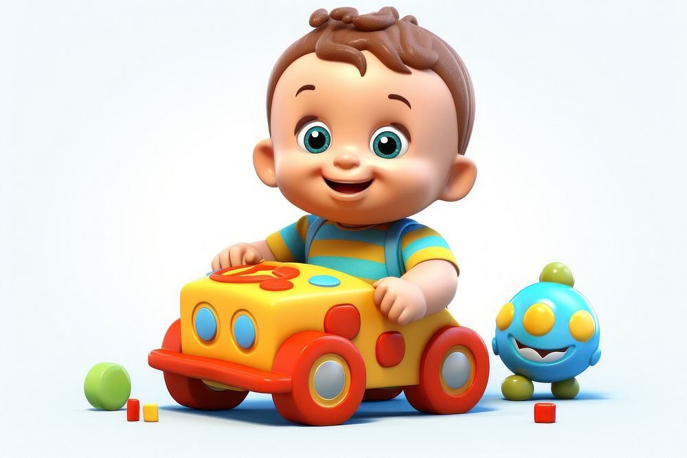 Baby playing toy3D representation creativity innocence. AI generated Image by rawpixel.