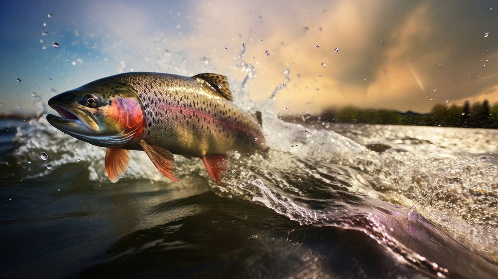 Trout Fish jumping fish outdoors animal. 