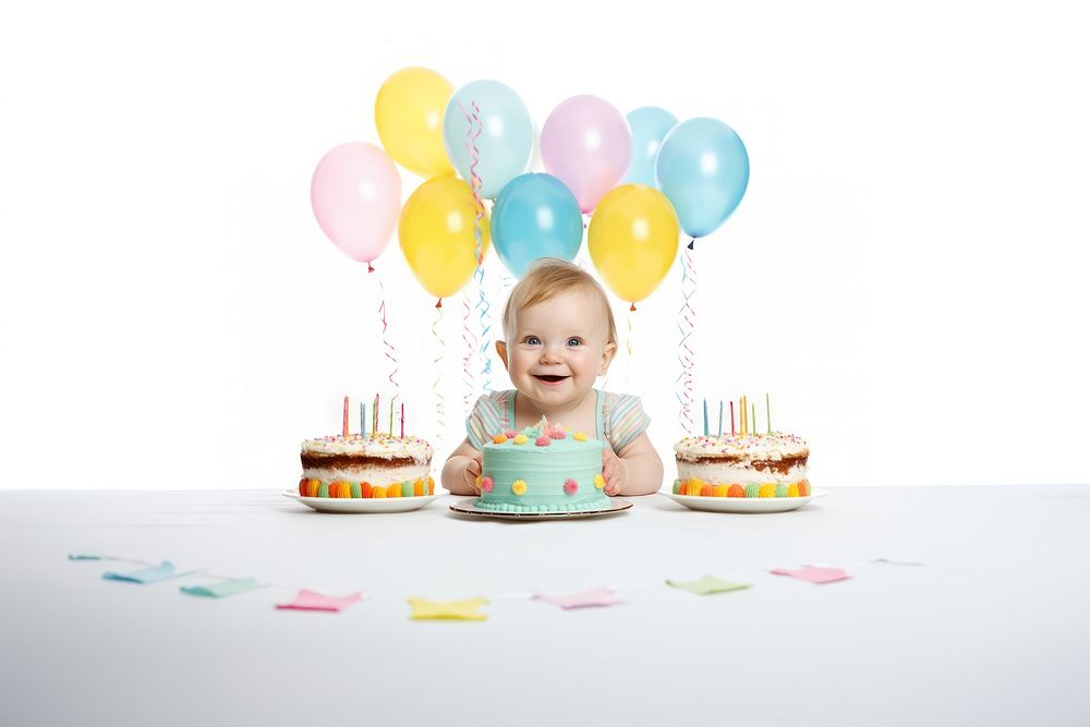 Birthday baby birthday balloon dessert. AI generated Image by rawpixel.