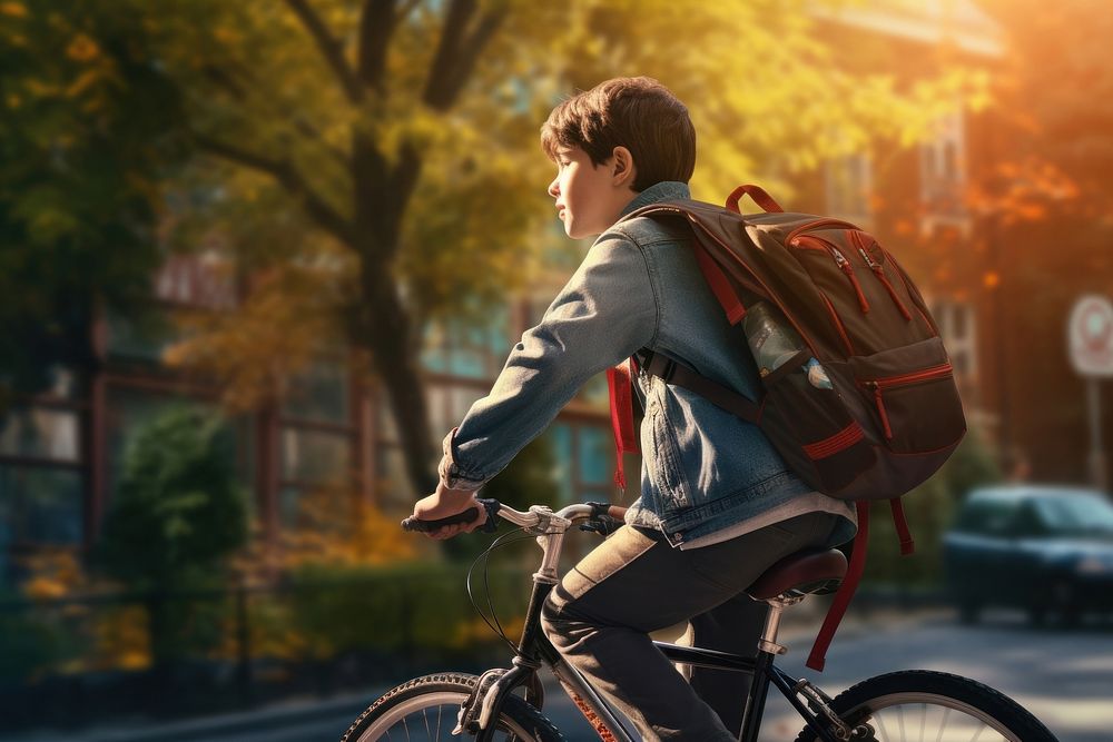 Backpack bicycle vehicle cycling. AI generated Image by rawpixel.