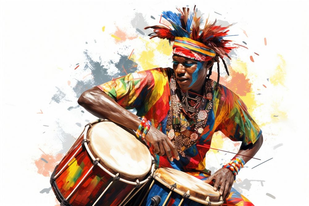 Percussion musician drums white background. AI generated Image by rawpixel.