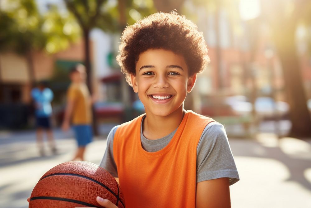 Boy basketball player cheerful portrait sports. 