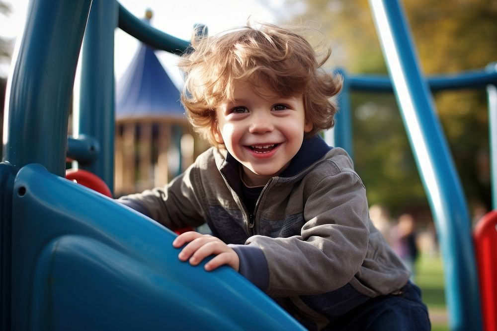 Child playing playground portrait outdoors. AI generated Image by rawpixel.