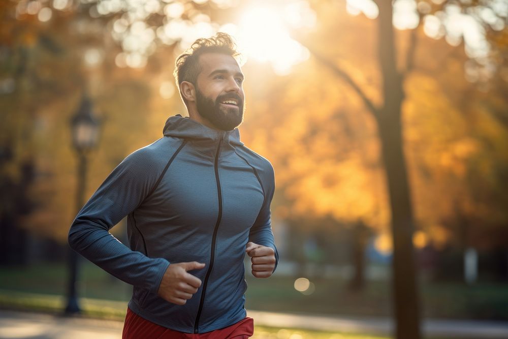 Marathon running jogging smiling adult. 