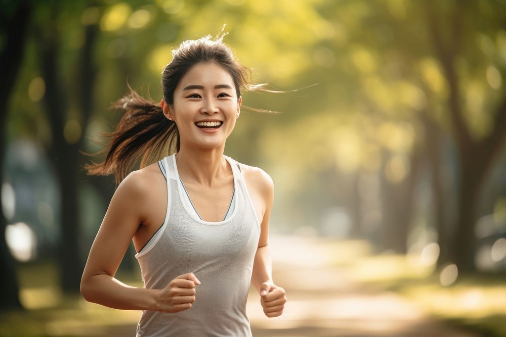 Marathon running smiling jogging smile. AI generated Image by rawpixel.