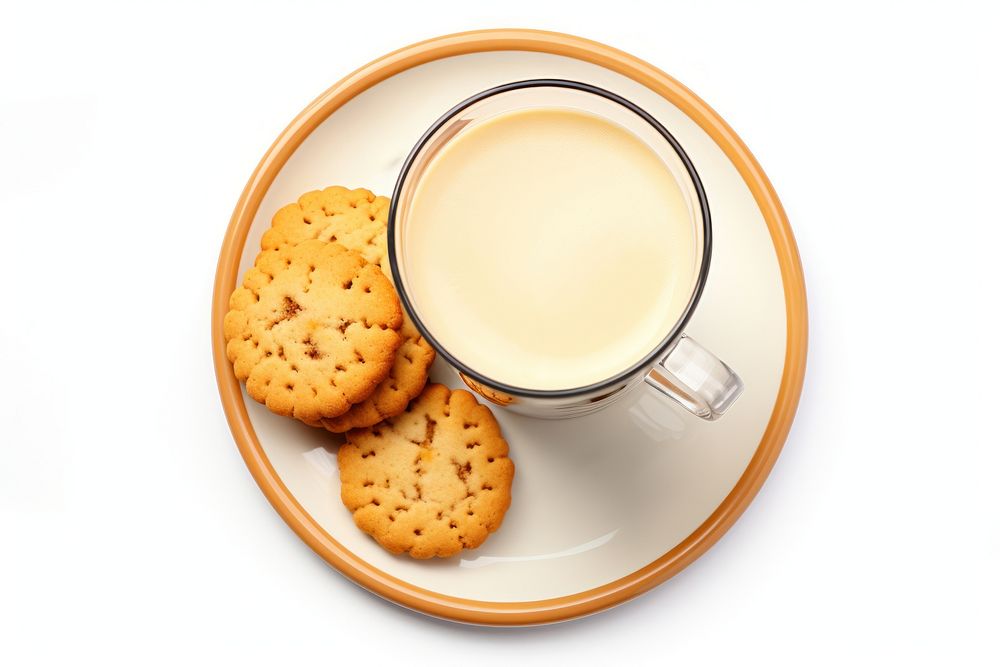 Milk tea biscuit drink food. AI generated Image by rawpixel.