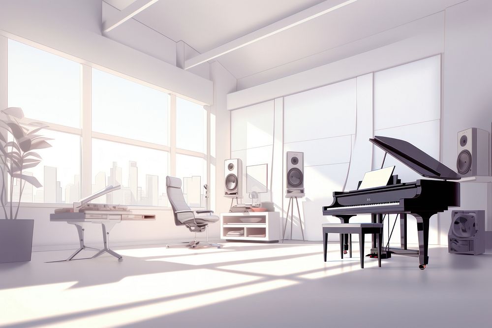 Recording studio keyboard piano chair. AI generated Image by rawpixel.