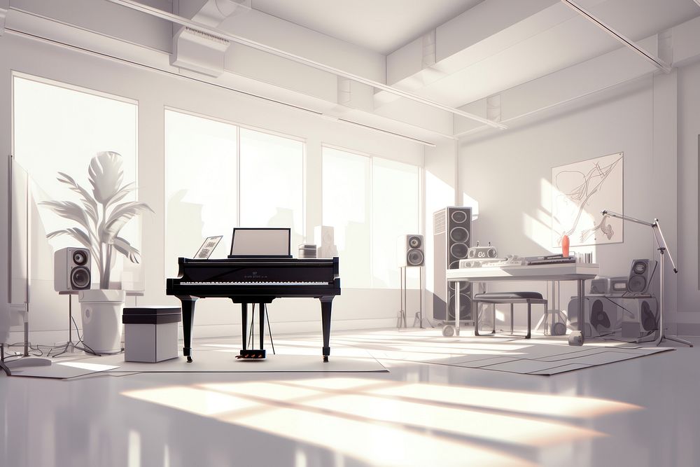 Recording studio keyboard piano chair. AI generated Image by rawpixel.