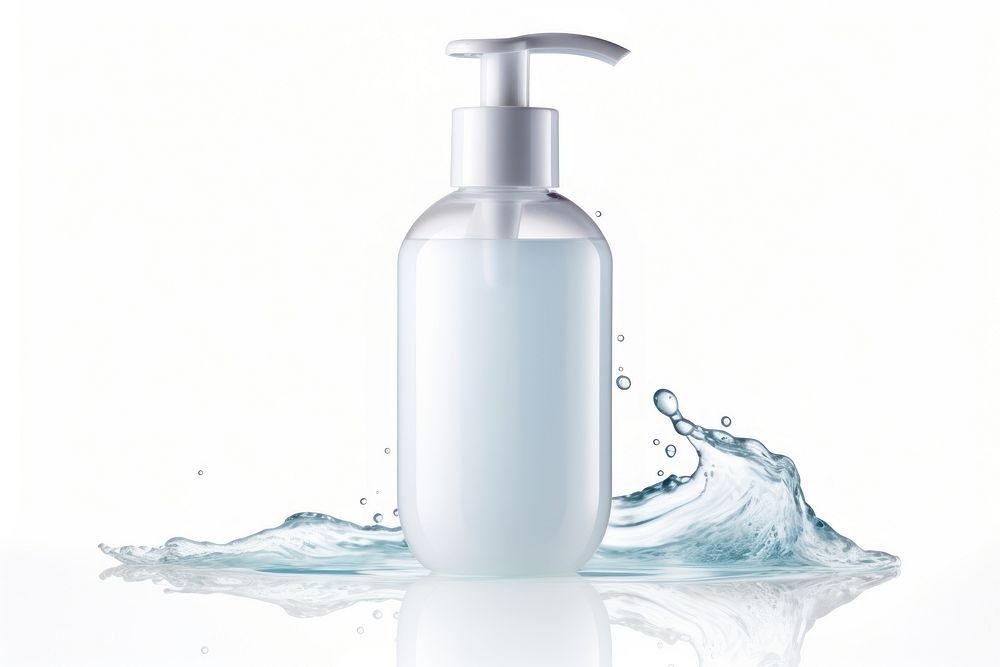 Facial cleanser bottle white background refreshment. AI generated Image by rawpixel.
