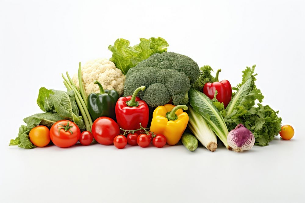 Fresh vegetables plant food white background. AI generated Image by rawpixel.