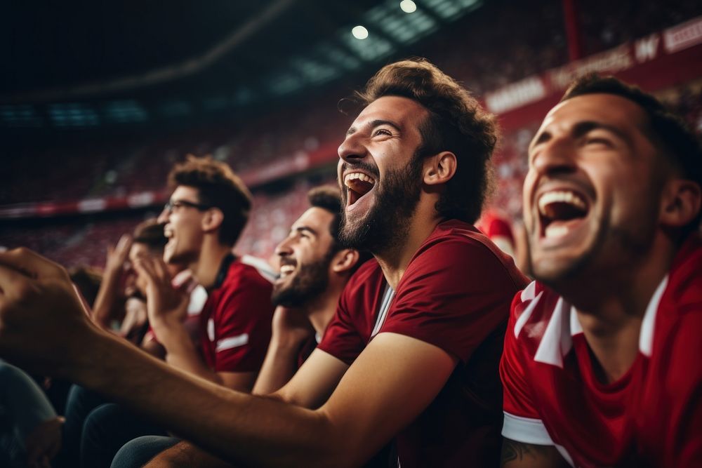 Laughing football stadium adult. AI generated Image by rawpixel.