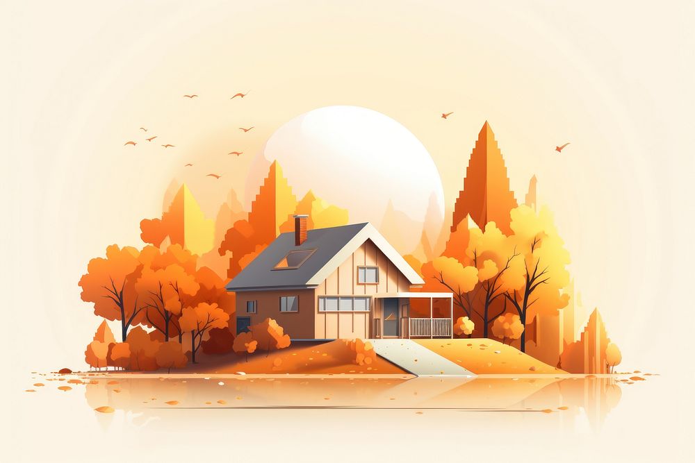 Lovely family home architecture landscape sunlight. AI generated Image by rawpixel.