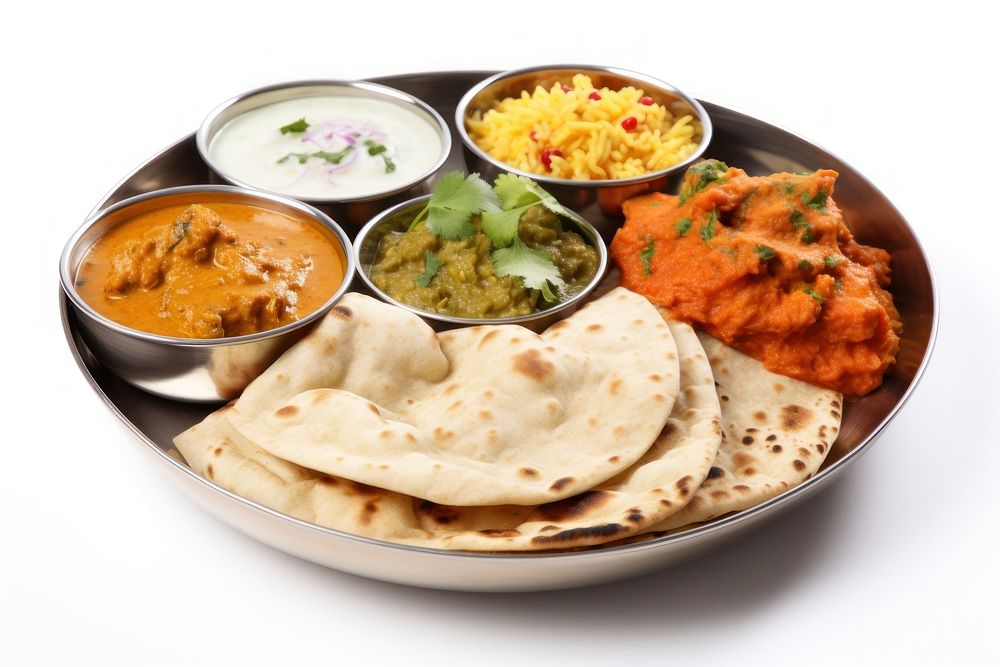 Indian food curry bread plate. AI generated Image by rawpixel.