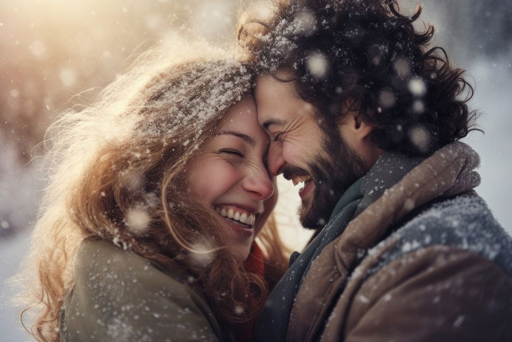 Laughing snow portrait outdoors. AI generated Image by rawpixel.