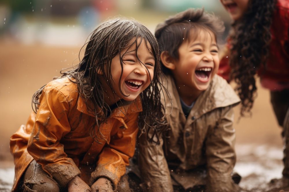 Laughing child dirt joy. AI generated Image by rawpixel.