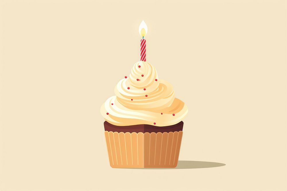 Birthday cupcake birthday dessert candle. AI generated Image by rawpixel.