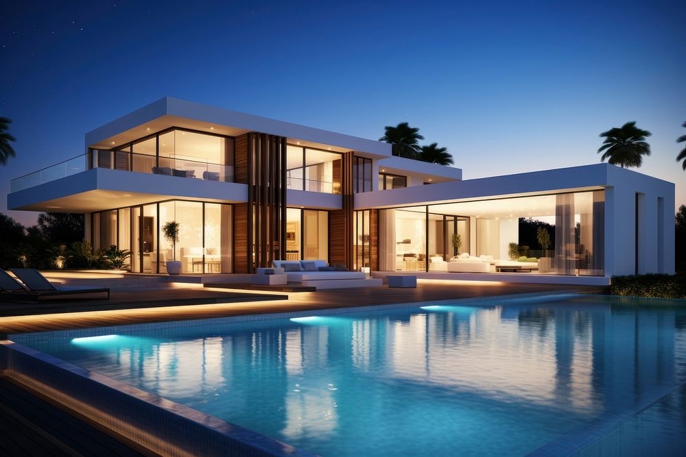 Villa architecture building luxury. AI generated Image by rawpixel.