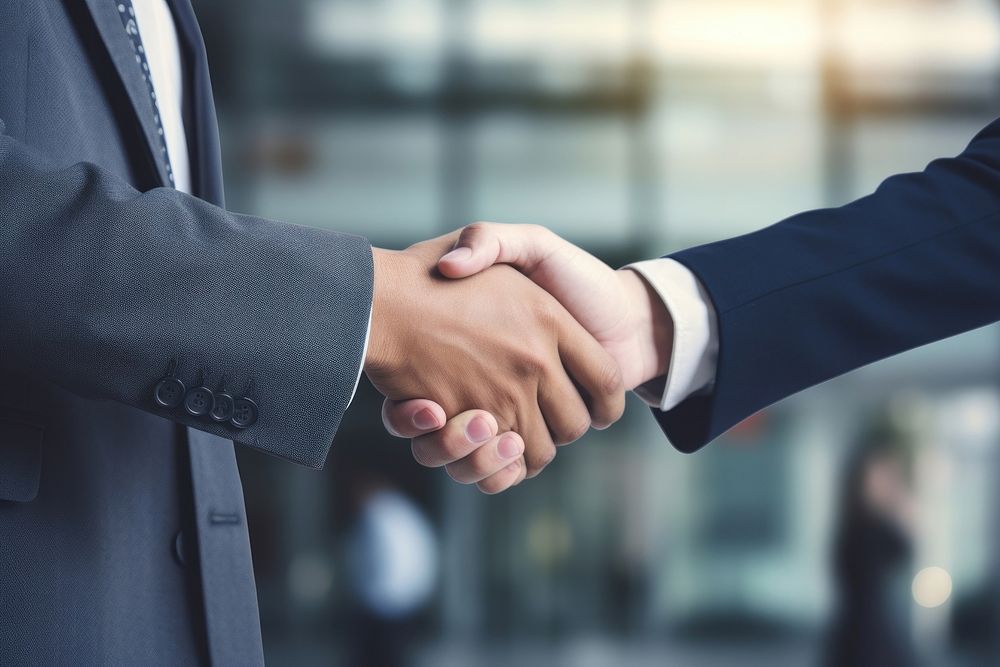 Business men hand handshake adult. AI generated Image by rawpixel.
