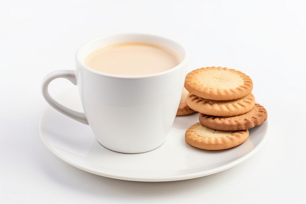 Milktea cup biscuit coffee. AI generated Image by rawpixel.