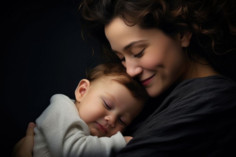 Mother baby sleeping portrait. AI generated Image by rawpixel.