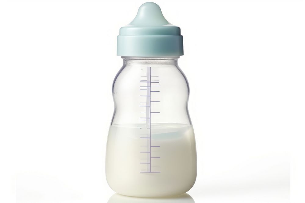 Baby bottle milk white background refreshment. AI generated Image by rawpixel.