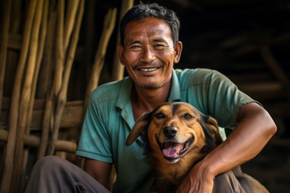 Southeast asian man portrait smiling mammal. AI generated Image by rawpixel.