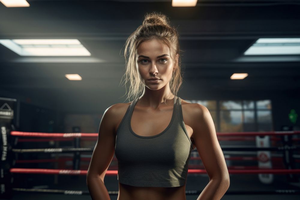 Trainer coach women boxing workout adult gym. 