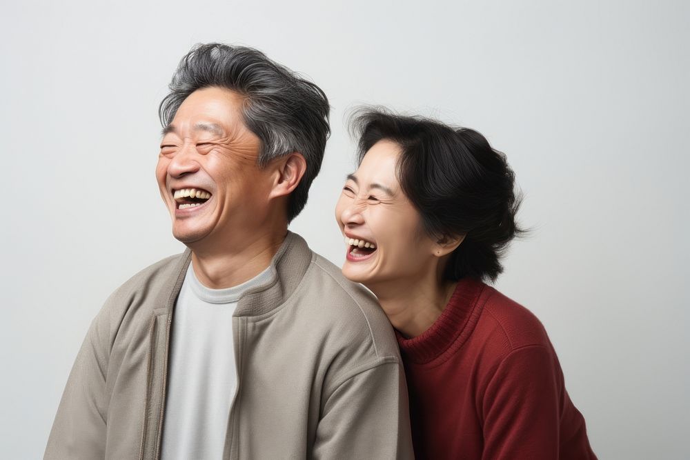 Asian couple laughing adult togetherness. AI generated Image by rawpixel.
