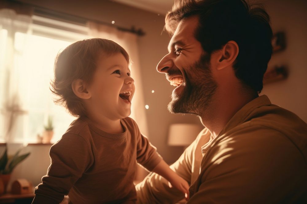 Dad laughing adult baby. AI generated Image by rawpixel.
