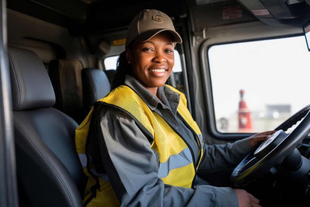 Female truck driver vehicle driving transportation. AI generated Image by rawpixel.