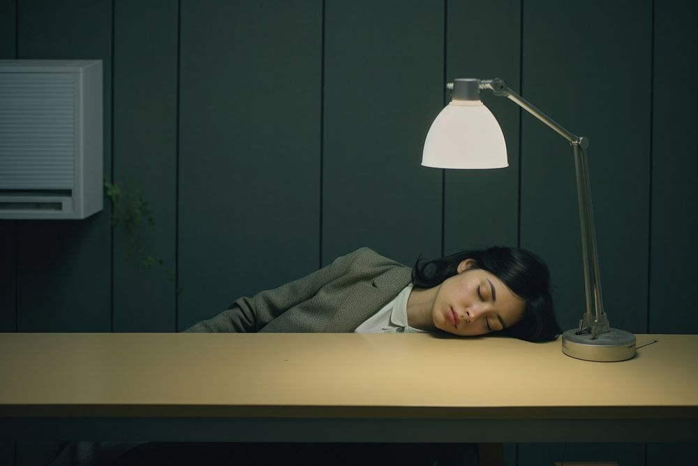 Sleeping adult lamp desk. 