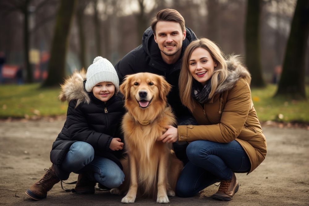 Happy family retriever mammal adult. AI generated Image by rawpixel.