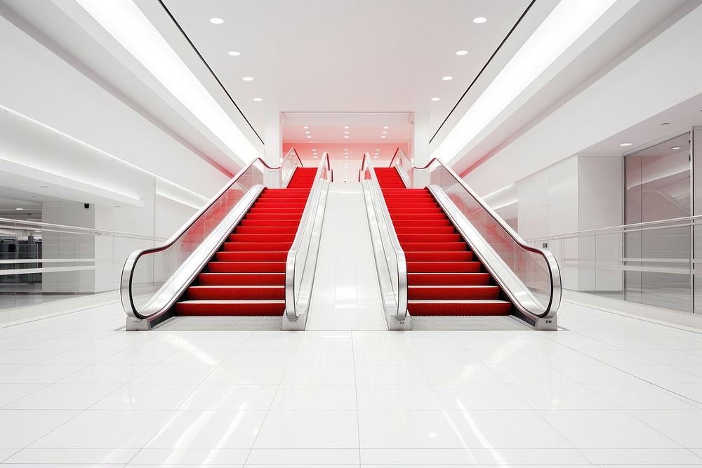 Shopping mall architecture staircase building. AI generated Image by rawpixel.