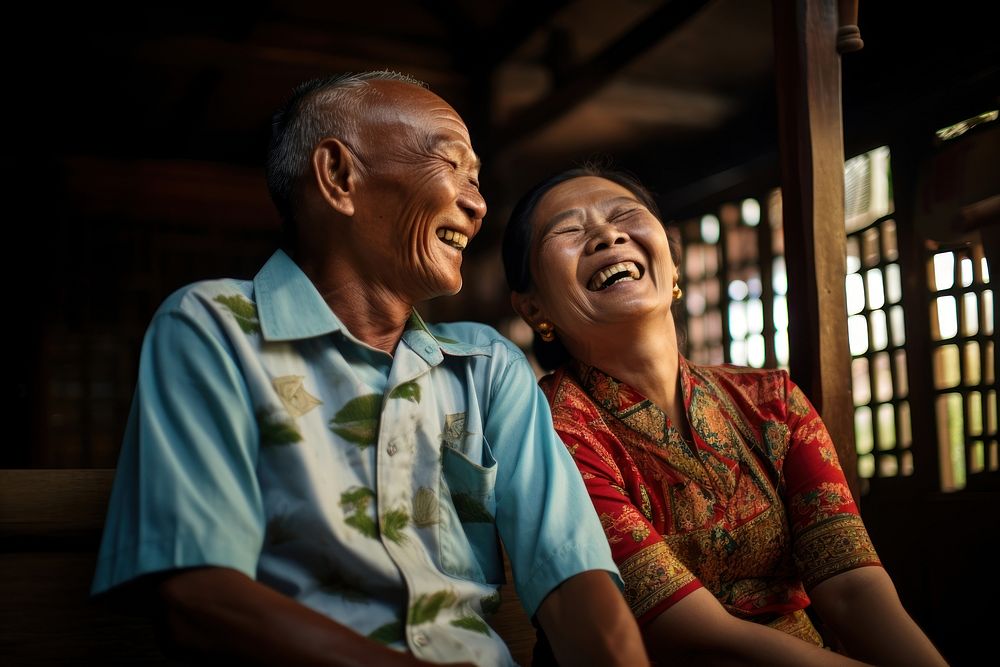 Southeast asian couple laughing adult togetherness. AI generated Image by rawpixel.