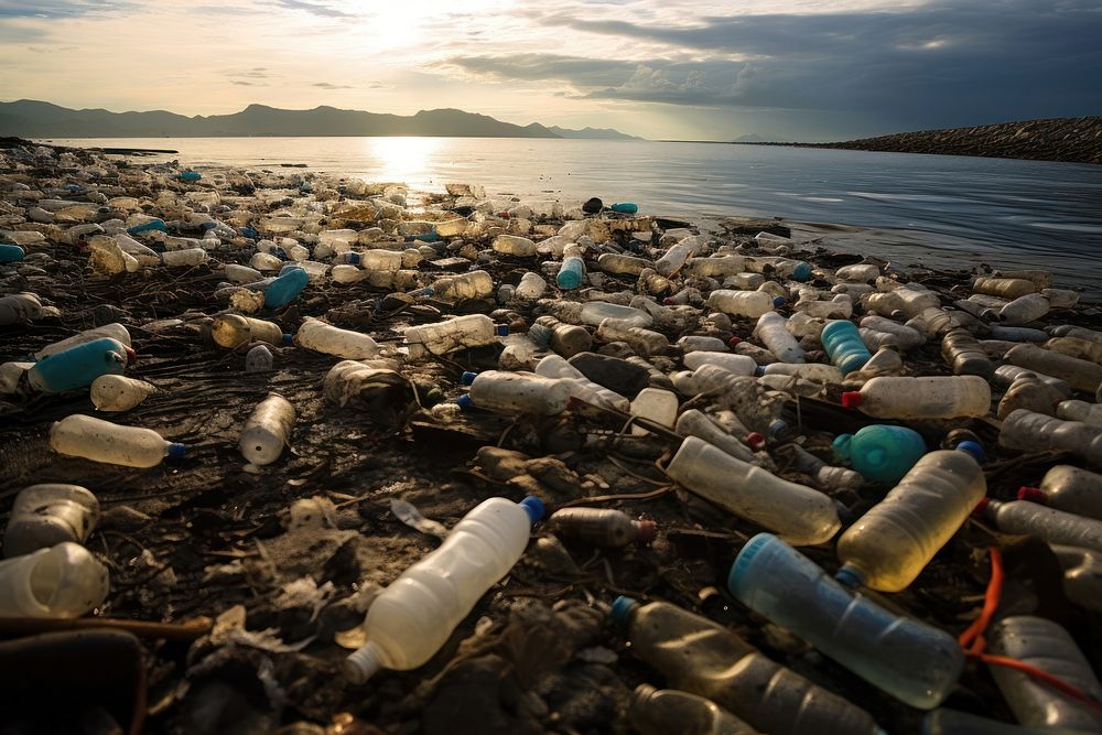 Bottles pollution outdoors garbage. AI generated Image by rawpixel.
