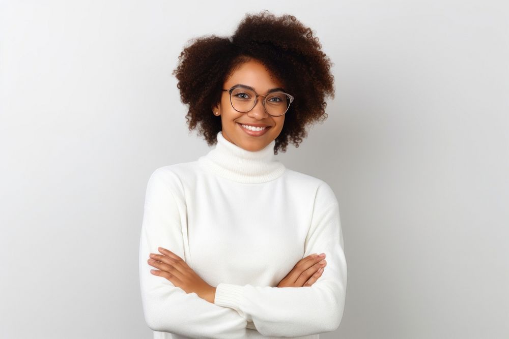 African American woman portrait sweater glasses. AI generated Image by rawpixel.