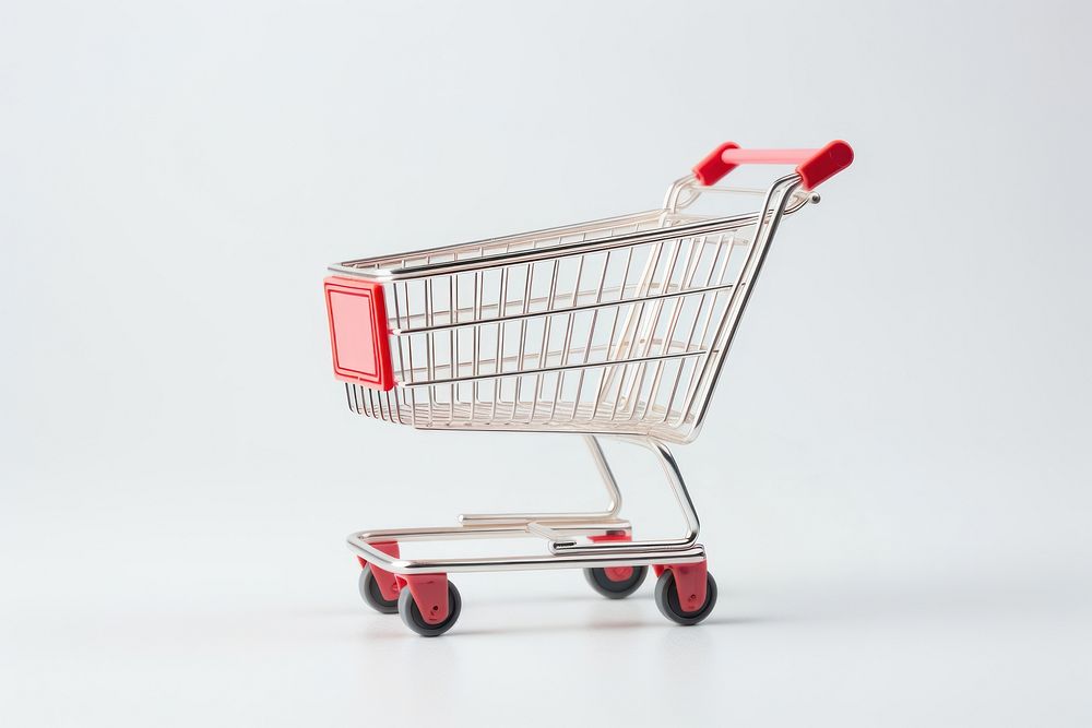 Shopping cart white background consumerism supermarket. 